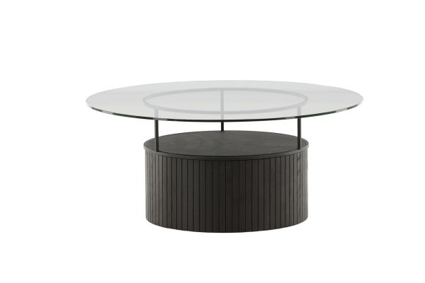 Imagine Bovall Sofa Table - Black / Clear glass ⌀90