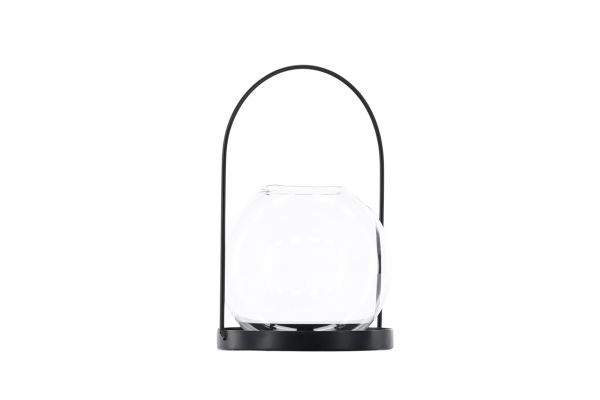 Imagine "Flora Lantern - Black/Clear Glass - H22*14cm