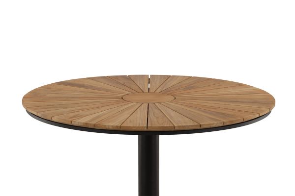 Imagine Masa de dining Croft din aluminiu - Negru / Teak Rotund Ø120**