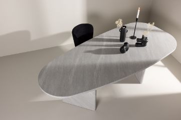 Masa dining ovala 220 cm gri deschis Gronvik