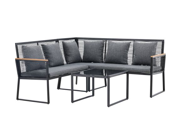 Imagine Setul de mobilier Dallas Lounge - negru / gri din poliester