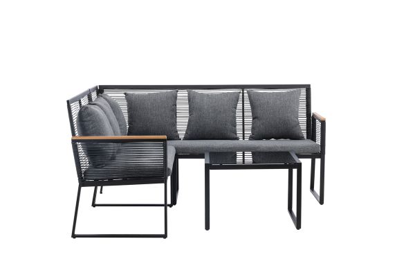 Imagine Setul de mobilier Dallas Lounge - negru / gri din poliester