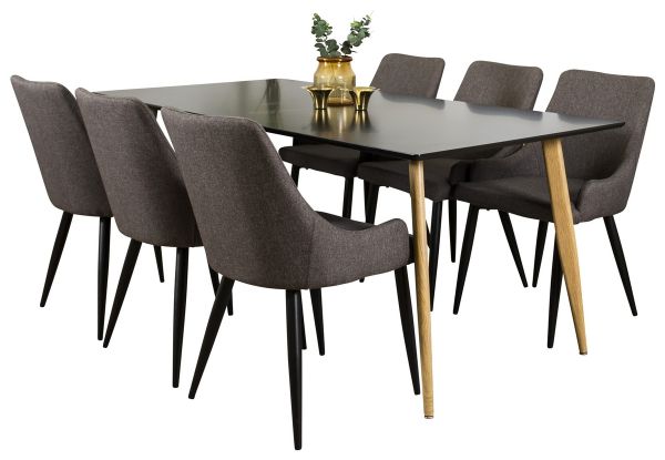 Imagine Masa de dining Polar - Ek-Look / Negru - 180*90*H75 + Scaun de dining Plaza - Negru/Gri inchis _6