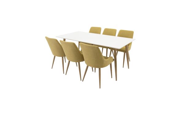 Imagine Masa de dining Polar - Design Ek-Look / Alb - 180*90*H75 + Scaun de dining Plaza - Mustar_6