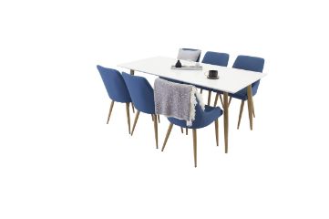 Imagine Polar Matbord - Ek-Look / Vit- 180*90*H75 +Plaza - Dining chair - Blue / Oak _6