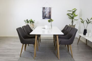 Imagine Polar Matbord - Ek-Look / Vit- 180*90*H75 +Plaza - Dining chair - Dark grey _6