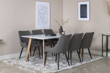 Imagine Masa de masă Polar - Ek-Look / Alb - 180*90*H75 + Scaun de dining Plaza - Negru/Gri închis _6