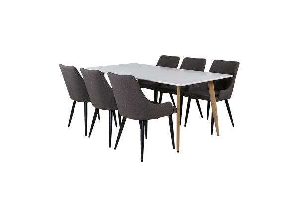 Imagine Masa de masă Polar - Ek-Look / Alb - 180*90*H75 + Scaun de dining Plaza - Negru/Gri închis _6