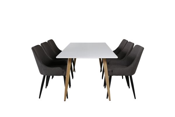 Imagine Masa de masă Polar - Ek-Look / Alb - 180*90*H75 + Scaun de dining Plaza - Negru/Gri închis _6