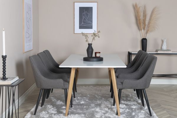 Imagine Masa de masă Polar - Ek-Look / Alb - 180*90*H75 + Scaun de dining Plaza - Negru/Gri închis _6