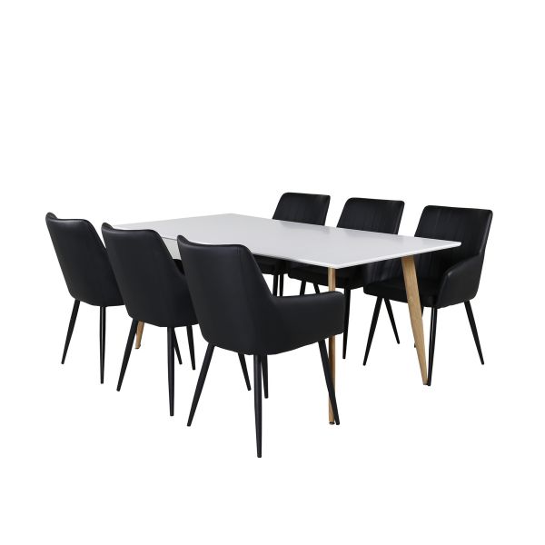 Imagine Masa de Dining Polar - Ek-Look / Alb- 180*90*H75 + Scaun pentru dining - Stejar/Negru_6