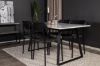 Imagine Masa de dining Estelle 140*90 - marmura albă / picioare negre + scaun de dining Polly - negru / negru _4