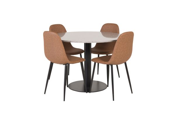 Imagine Vă rugăm să traduceți complet:	Razzia Dining Table 106cm - Grey Terazzo / Black+Polar Matstol - Schwarz / Braun P