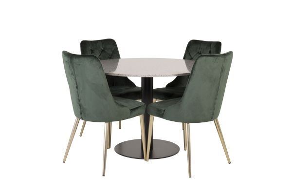 Masa marmura 106 cm gri/negru Razzia cu 4 scaune