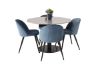 Imagine Razzia Dining Table 106cm - Grey Terazzo / Black+Velvet Dining Chair - Black / Blue