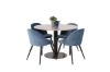 Imagine Razzia Dining Table 106cm - Grey Terazzo / Black+Velvet Dining Chair - Black / Blue