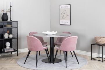 Imagine Masa marmura 106 cm gri/negru Razzia cu 4 scaune 