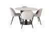 Imagine Masa de dining Razzia 106cm - Terazzo gri / Negru + Scaun de matase - Negru / Deschis