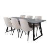 Imagine Masa de dining Estelle 200 * 90 Marmura gri / Picioare negre - Scaun de dining deluxe din catifea - Picioare negre / Catifea bej 6