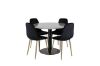 Imagine Razzia Dining Table 106cm - Grey Terazzo / Black+Polar Matstol - Matt Mässing / Svart Sammet_4