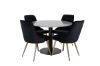 Imagine Masa de dining Razzia de 106 cm - Terazzo gri / Negru + Scaun de dining Velvet Lyx - Oțel inoxidabil mat / Catifea neagră_4