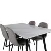 Imagine Masa de dining Estelle 140*90 - Marmura Albă / Picioare Negre + Scaun Polar - Gri material Negru _4