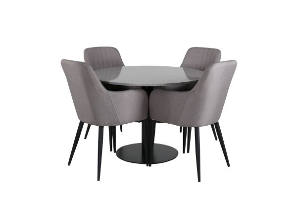 Imagine Vă rog să traduceți complet Masa de Dining Razzia 106cm - Terazzo gri / Negru și Scaunul Comfort Polar gri - Picioare negre _4