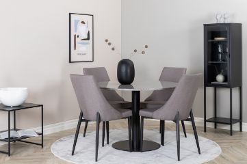 Imagine Masa de dining Razzia 106cm - Terazzo gri / negru + Leone 2.0 Gri polar - Picioare NEGRE _4