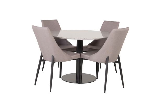 Imagine Masa de dining Razzia 106cm - Terazzo gri / negru + Leone 2.0 Gri polar - Picioare NEGRE _4