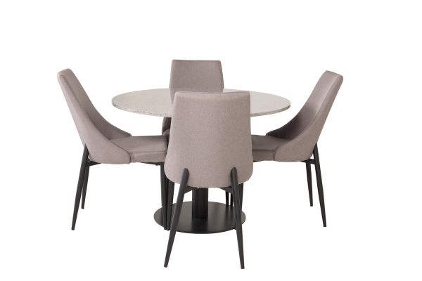 Imagine Masa de dining Razzia 106cm - Terazzo gri / negru + Leone 2.0 Gri polar - Picioare NEGRE _4