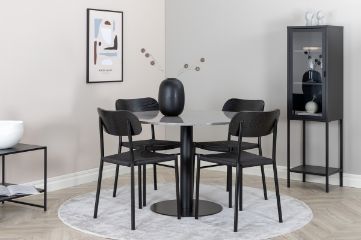 Imagine Vă rugăm să traduceți complet Razzia Dining Table 106cm -Grey Terazzo / Black +Polly Dining Chair - Black / Black _4