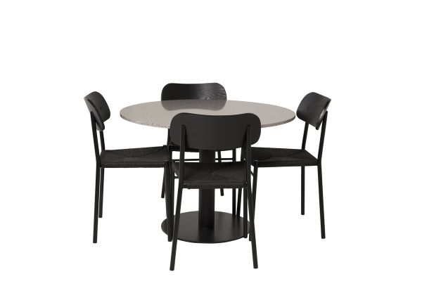 Imagine Vă rugăm să traduceți complet Razzia Dining Table 106cm -Grey Terazzo / Black +Polly Dining Chair - Black / Black _4