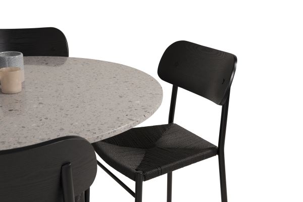 Imagine Vă rugăm să traduceți complet Razzia Dining Table 106cm -Grey Terazzo / Black +Polly Dining Chair - Black / Black _4