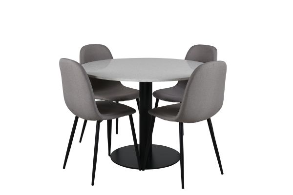 Imagine Masa de dining Razzia 106cm - Terazzo alb / Negru + Scaun Polar - Gri fata de material Negru - 4