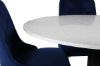 Imagine Masa de dining Razzia 106cm - Terazzo alb / Negru - scaun Velvet Deluxe - Albastru / Picior din alama mat 4