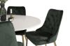 Imagine Masa de dining Razzia de 106cm - Terazzo alb / Negru - scaun Deluxe din catifea - verde muschi / picior din alama mat 4