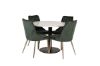 Imagine Masa de dining Razzia de 106cm - Terazzo alb / Negru - scaun Deluxe din catifea - verde muschi / picior din alama mat 4