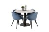 Imagine Razzia Dining Table 106cm - White Terazzo / Black+Velvet Matstol - Svart / Blå