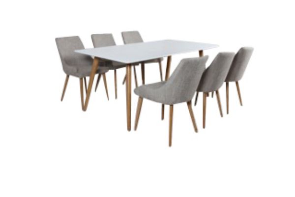 Imagine Masa de dining Polar - Ek-Look / Alb- 180*90*H75 + Scaun de dining Plaza - Stejar/Gri Deschis _6