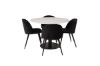 Imagine Masa de dining Razzia 106cm - Terazzo alb / Negru + scaune de dining Matstol - Negru / Catifea neagra_4