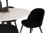 Imagine Masa de dining Razzia 106cm - Terazzo alb / Negru + scaune de dining Matstol - Negru / Catifea neagra_4