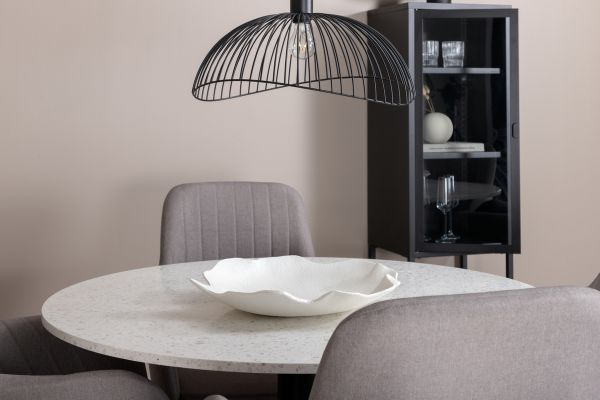 Imagine Razzia Dining Table 106cm -White Terazzo / Black +Comfort Chair Polar grey - Black Legs _4