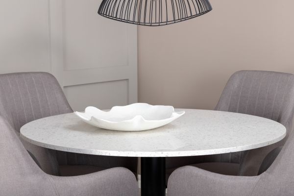 Imagine Razzia Dining Table 106cm -White Terazzo / Black +Comfort Chair Polar grey - Black Legs _4