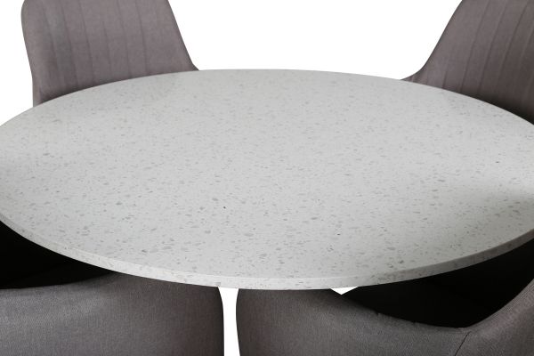 Imagine Razzia Dining Table 106cm -White Terazzo / Black +Comfort Chair Polar grey - Black Legs _4