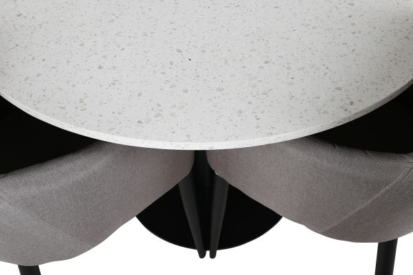 Imagine Razzia Dining Table 106cm -White Terazzo / Black +Comfort Chair Polar grey - Black Legs _4