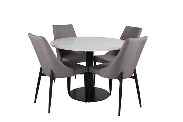 Imagine Razzia Dining Table 106cm -White Terazzo / Black +Leone 2.0 Polar Grey - BLACK Legs _4