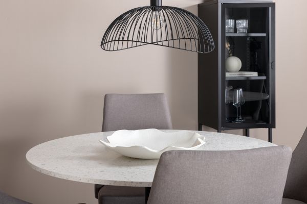 Imagine Razzia Dining Table 106cm -White Terazzo / Black +Leone 2.0 Polar Grey - BLACK Legs _4