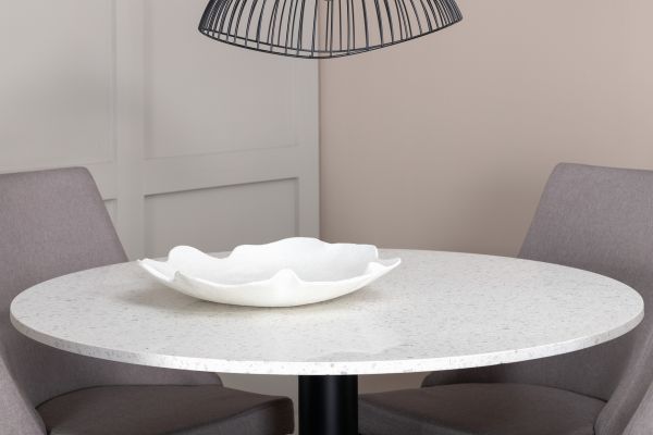 Imagine Razzia Dining Table 106cm -White Terazzo / Black +Leone 2.0 Polar Grey - BLACK Legs _4