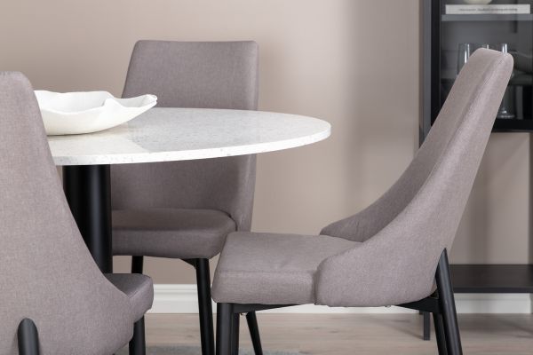 Imagine Razzia Dining Table 106cm -White Terazzo / Black +Leone 2.0 Polar Grey - BLACK Legs _4