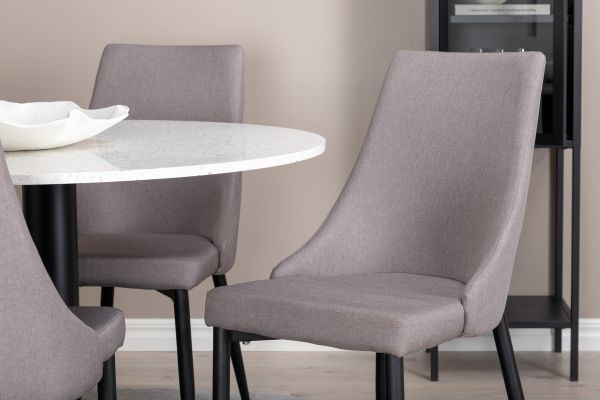 Imagine Razzia Dining Table 106cm -White Terazzo / Black +Leone 2.0 Polar Grey - BLACK Legs _4